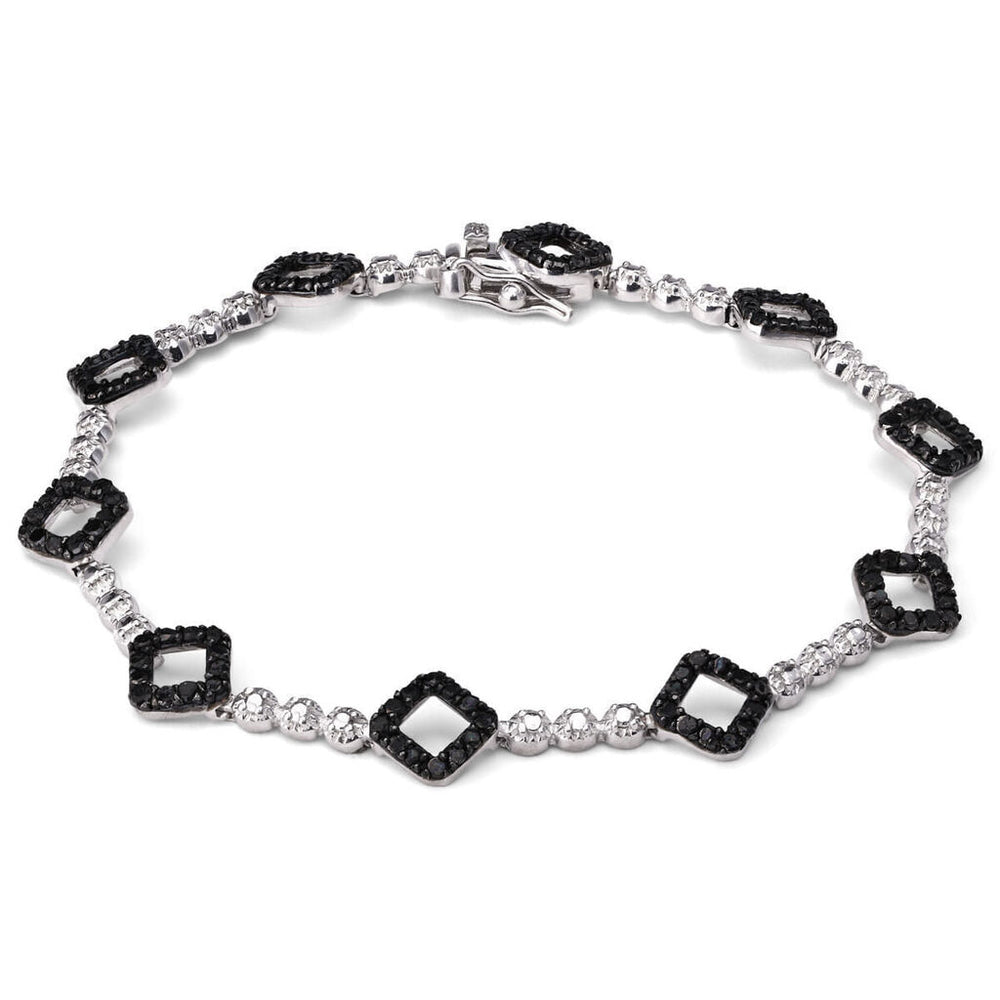 Pulseira de Prata com Diamantes Negros