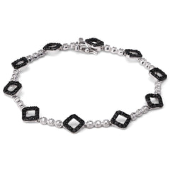 Pulseira de Prata com Diamantes Negros