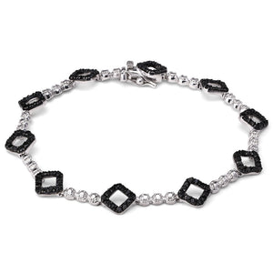 Pulseira de Prata com Diamantes Negros