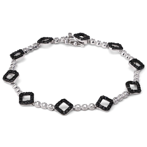 Pulseira de Prata com Diamantes Negros