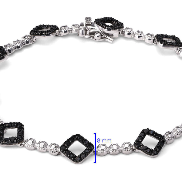 Pulseira de Prata com Diamantes Negros