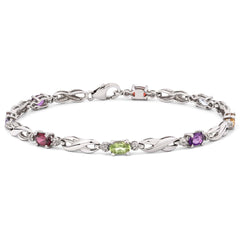 Pulseira de Prata 925 com 8 Pedras Brasileiras