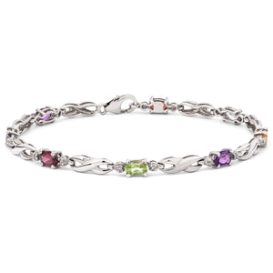 Pulseira de Prata 925 com 8 Pedras Brasileiras