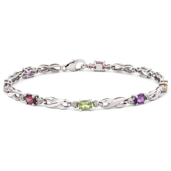 Pulseira de Prata 925 com 8 Pedras Brasileiras
