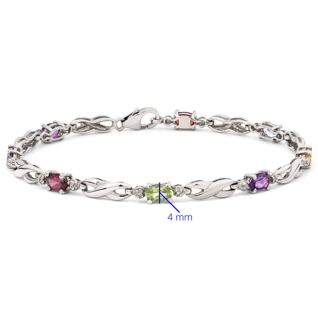 Pulseira de Prata 925 com 8 Pedras Brasileiras