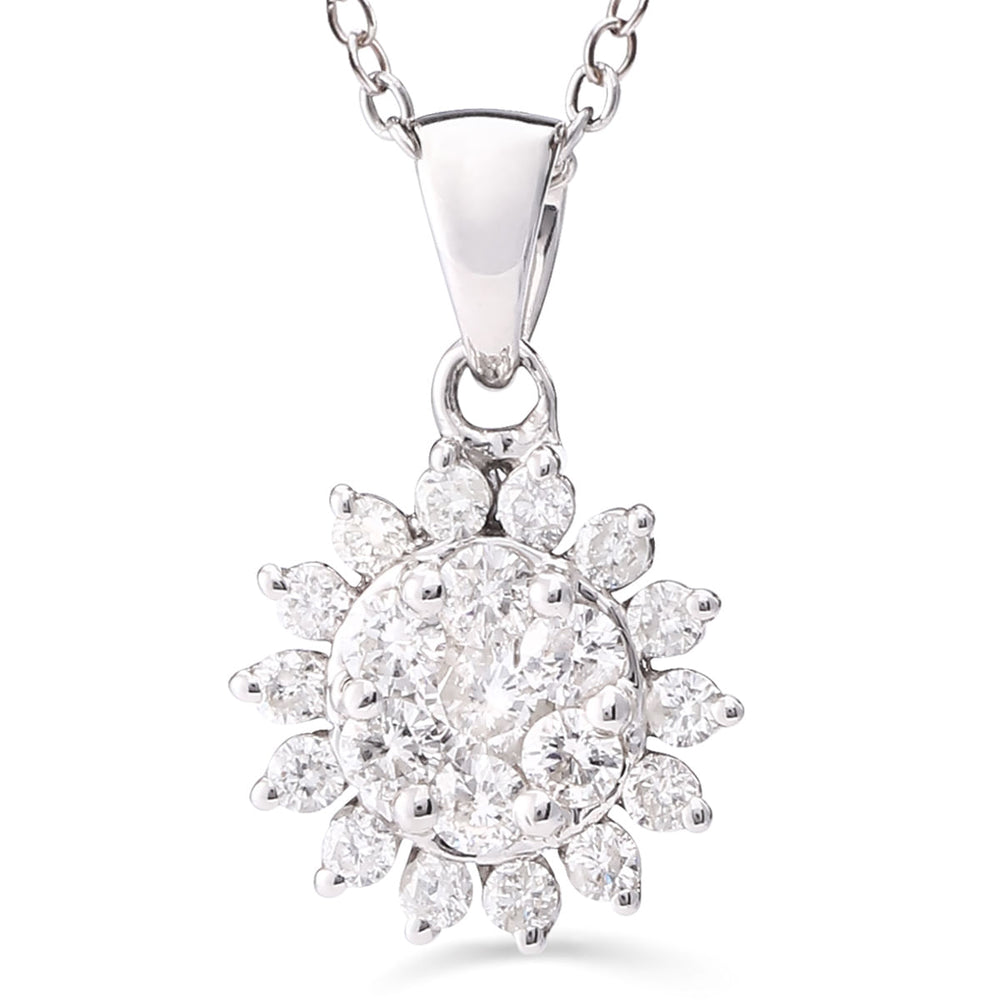 123033-Pingente Flor de Ouro com Diamantes