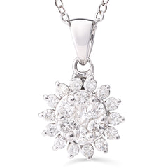 123033-Pingente Flor de Ouro com Diamantes