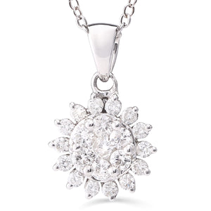 123033-Pingente Flor de Ouro com Diamantes