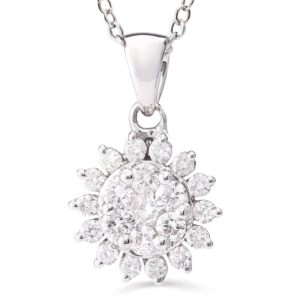 123033-Pingente Flor de Ouro com Diamantes