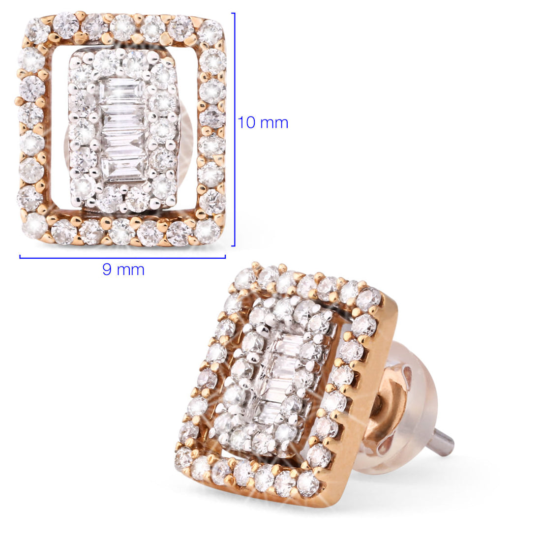 Par de Brinco em Ouro Vermelho 18 kcom Diamantes Aprox. 59 pts