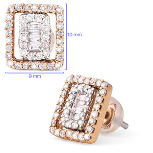 123096 - Par de Brinco em Ouro Vermelho 18 kcom Diamantes Aprox. 59 pts