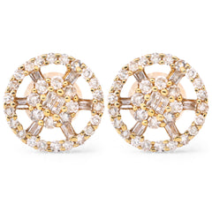123100 - Par de Brinco em Ouro Amarelo 18k Redondo com Diamantes Aprox. 50 pts