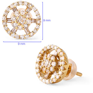 123100 - Par de Brinco em Ouro Amarelo 18k Redondo com Diamantes Aprox. 50 pts