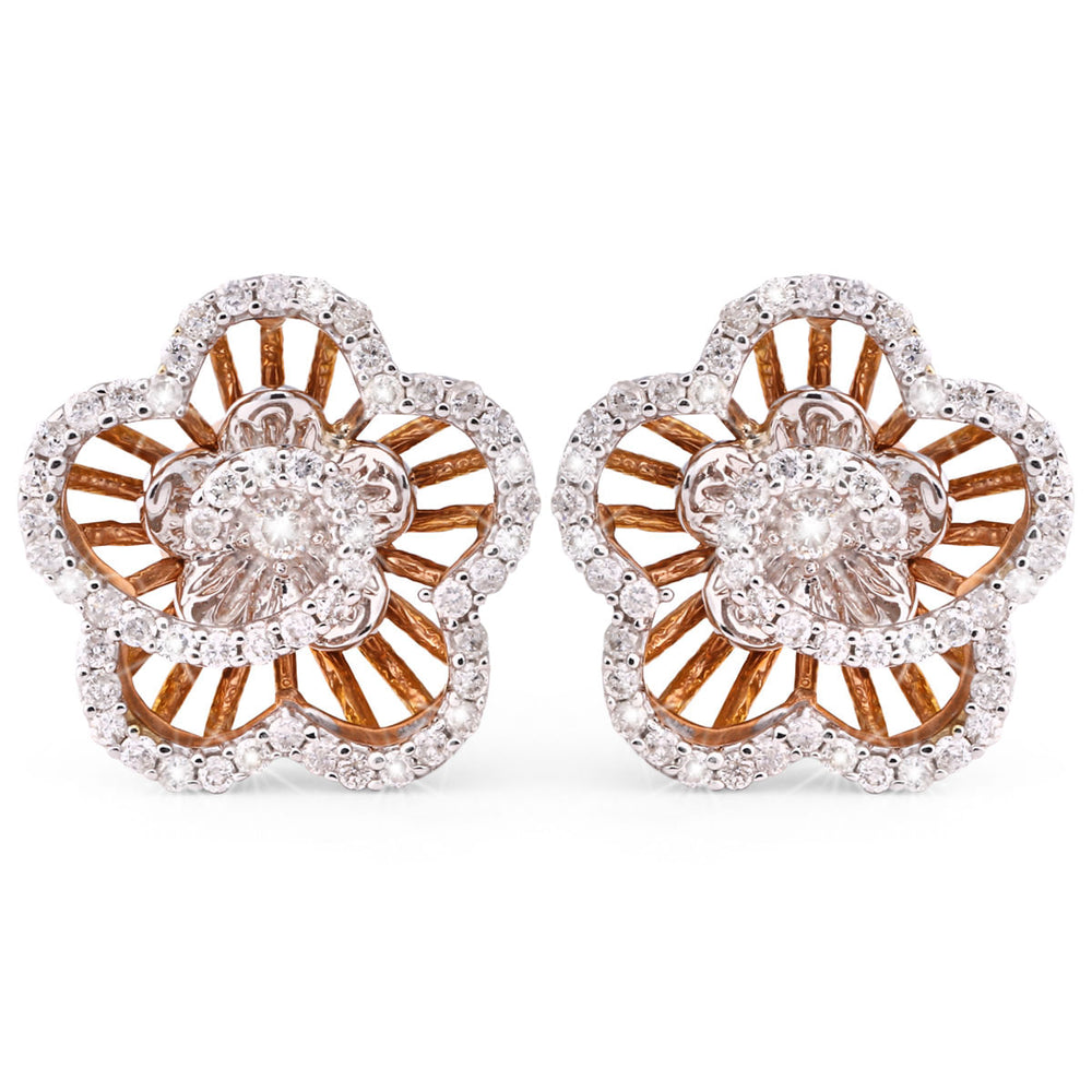 123167-Par de Brinco  em Ouro Flor com Diamantes
