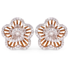 123167-Par de Brinco  em Ouro Flor com Diamantes
