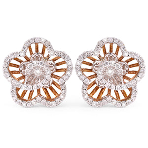 123167-Par de Brinco  em Ouro Flor com Diamantes