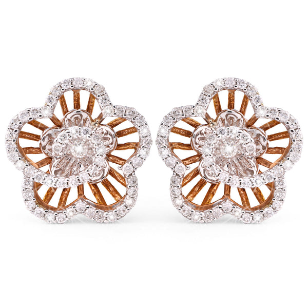 123167-Par de Brinco  em Ouro Flor com Diamantes
