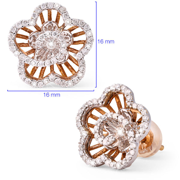 123167-Par de Brinco  em Ouro Flor com Diamantes