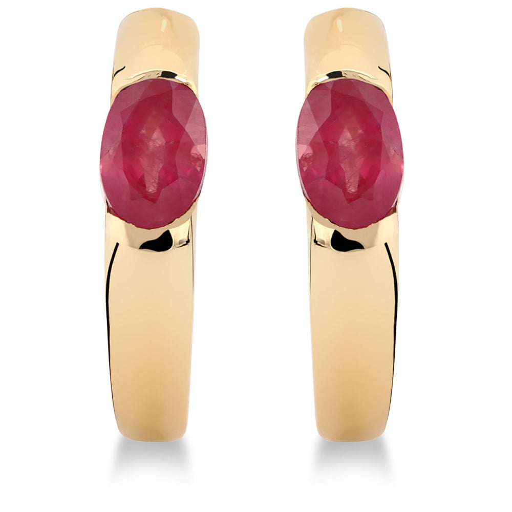 Argola em Ouro Amarelo 18k com Rubis