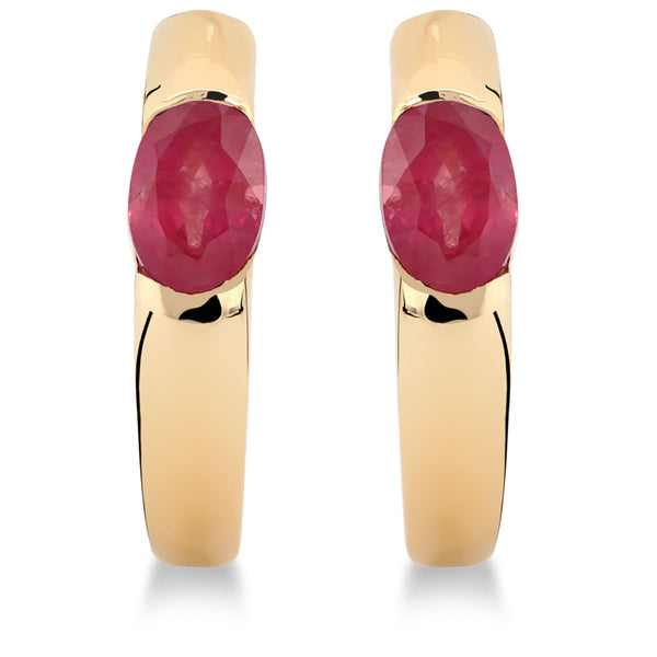 Argola em Ouro Amarelo 18k com Rubis