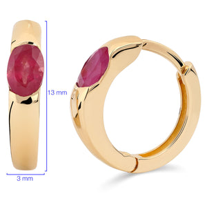 Argola em Ouro Amarelo 18k com Rubis