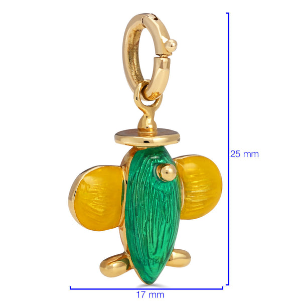 Pingente em Ouro Amarelo 18k Avião com Mina Verde e Amarelo