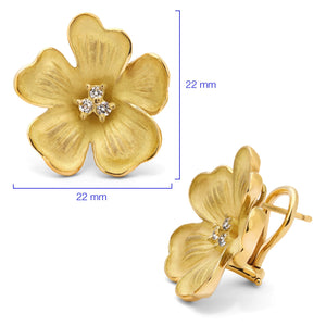 123794-Par de Brincos  em Ouro Amarelo 18k Linha Giovanni Flor com 20 pts em Diamantes
