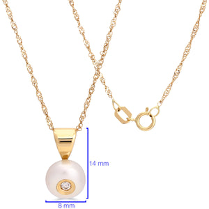 Pingente em Ouro Amarelo 18k com Perola e Diamante