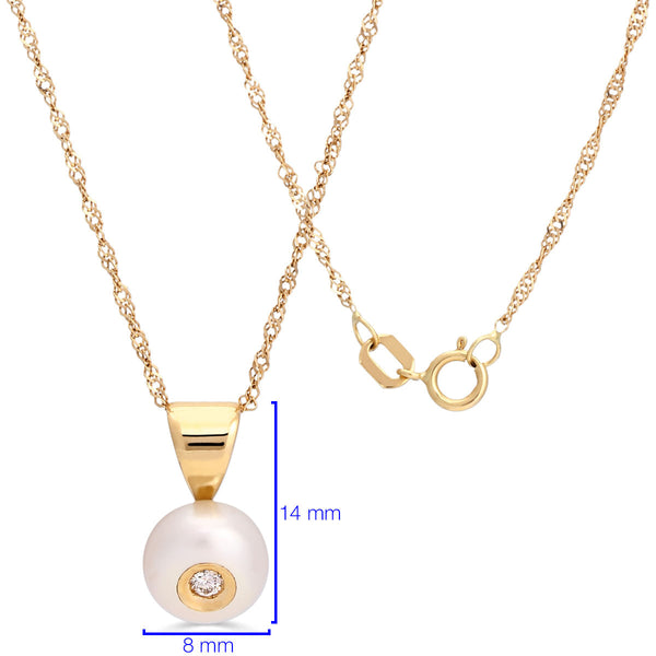 Pingente em Ouro Amarelo 18k com Perola e Diamante