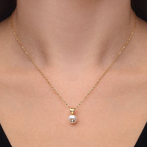 Pingente em Ouro Amarelo 18k com Perola e Diamante