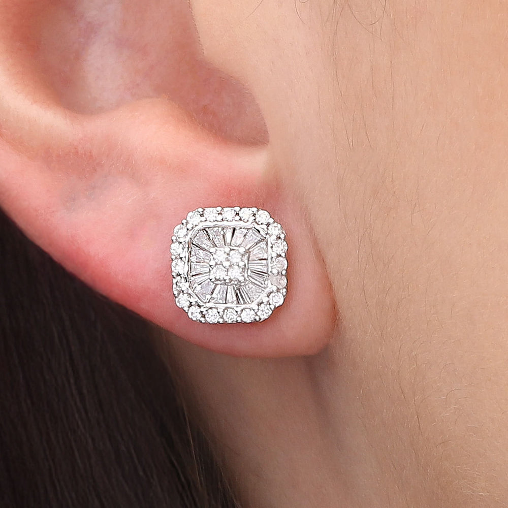 125499 - Par de Brinco em Ouro Branco 18k com Diamantes