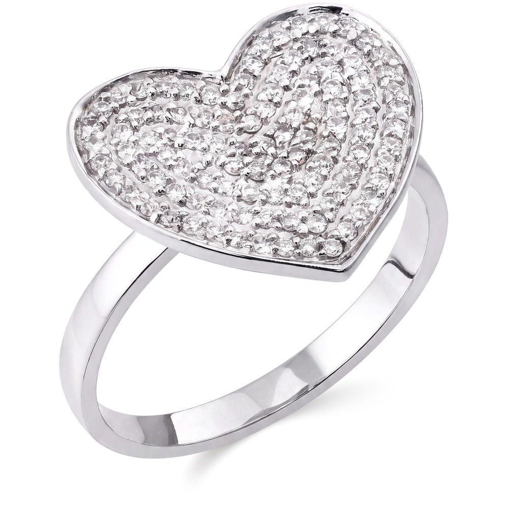 125579 - Anel em Ouro Branco 18k Coração com Diamantes