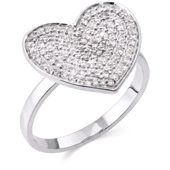 125579 - Anel em Ouro Branco 18k Coração com Diamantes