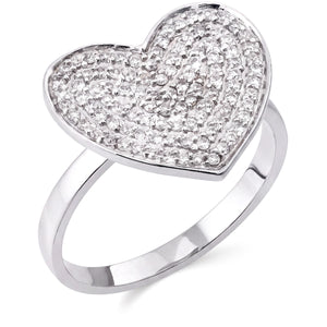 125579 - Anel em Ouro Branco 18k Coração com Diamantes