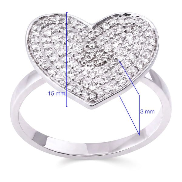 125579 - Anel em Ouro Branco 18k Coração com Diamantes