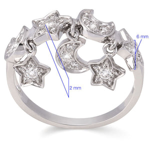 Anel em Ouro Branco 18k com Berloques e Diamantes VS1