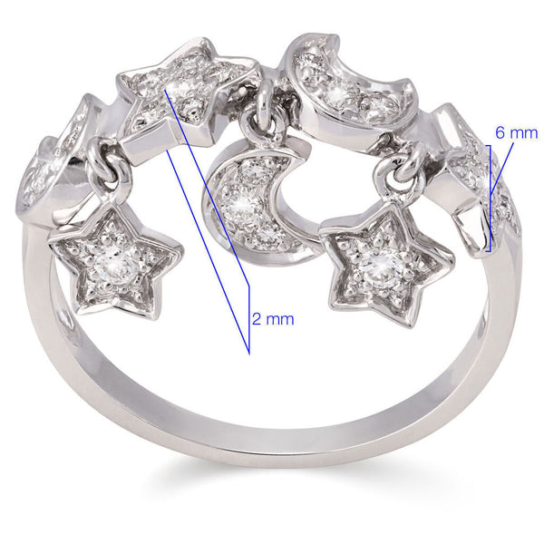 Anel em Ouro Branco 18k com Berloques e Diamantes VS1