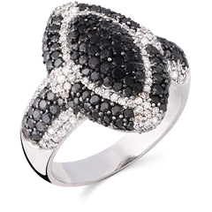 125612 - Anel em Ouro Branco 18 k com Diamantes Negros e Brancos Aprox. 2,42 cts
