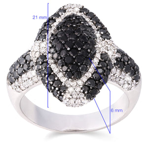 125612 - Anel em Ouro Branco 18 k com Diamantes Negros e Brancos Aprox. 2,42 cts