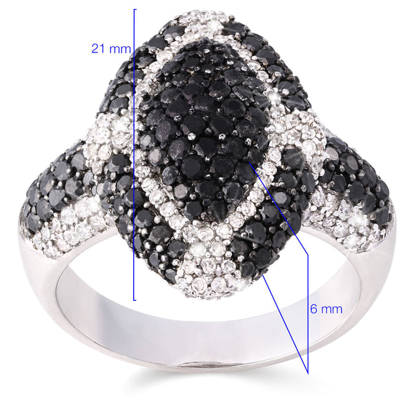 125612 - Anel em Ouro Branco 18 k com Diamantes Negros e Brancos Aprox. 2,42 cts