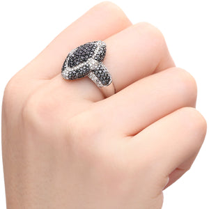 125612 - Anel em Ouro Branco 18 k com Diamantes Negros e Brancos Aprox. 2,42 cts