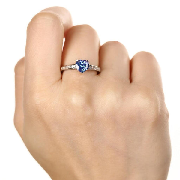 Anel em Prata 925 com Tanzanita Coração e Diamantes