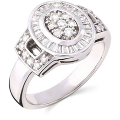 Anel de Ouro Branco 18k com Diamantes