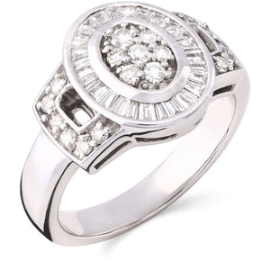 Anel de Ouro Branco 18k com Diamantes