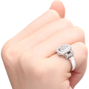 Anel de Ouro Branco 18k com Diamantes