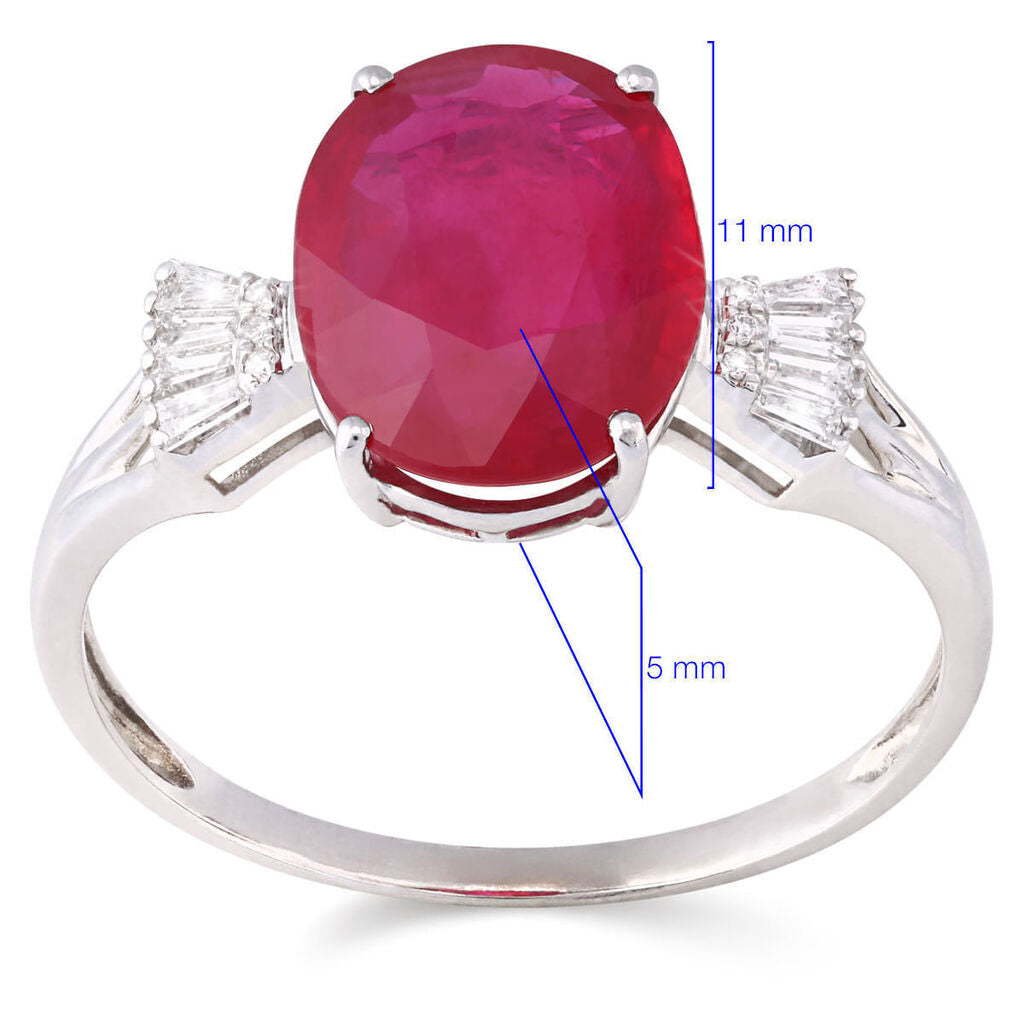 Anel em Ouro Branco 18k com Rubi e Daiamantes Aprox. 3,82 cts