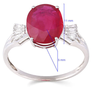 Anel em Ouro Branco 18k com Rubi e Daiamantes Aprox. 3,82 cts