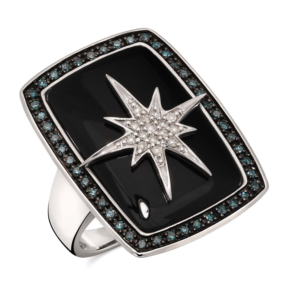 125999-Anel em Prata 925 com Ônix e Diamantes