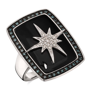 125999-Anel em Prata 925 com Ônix e Diamantes