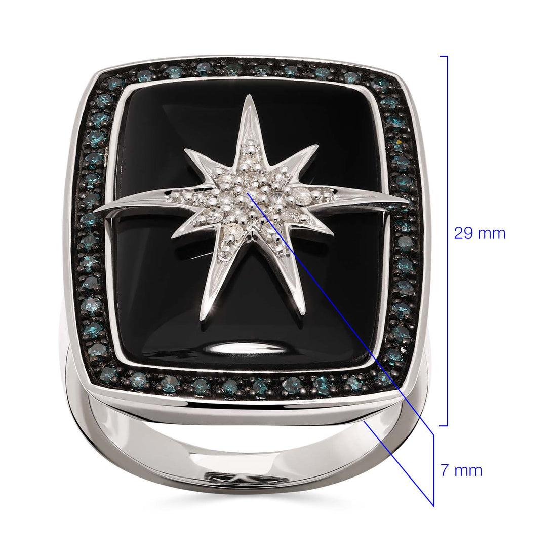 Anel em Prata 925 com Ônix e Diamantes